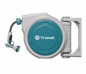 Yrvenok FDWB40-5/8 100 FT Retractable Garden Hose Reel — Yrvenok gray and teal color illustration